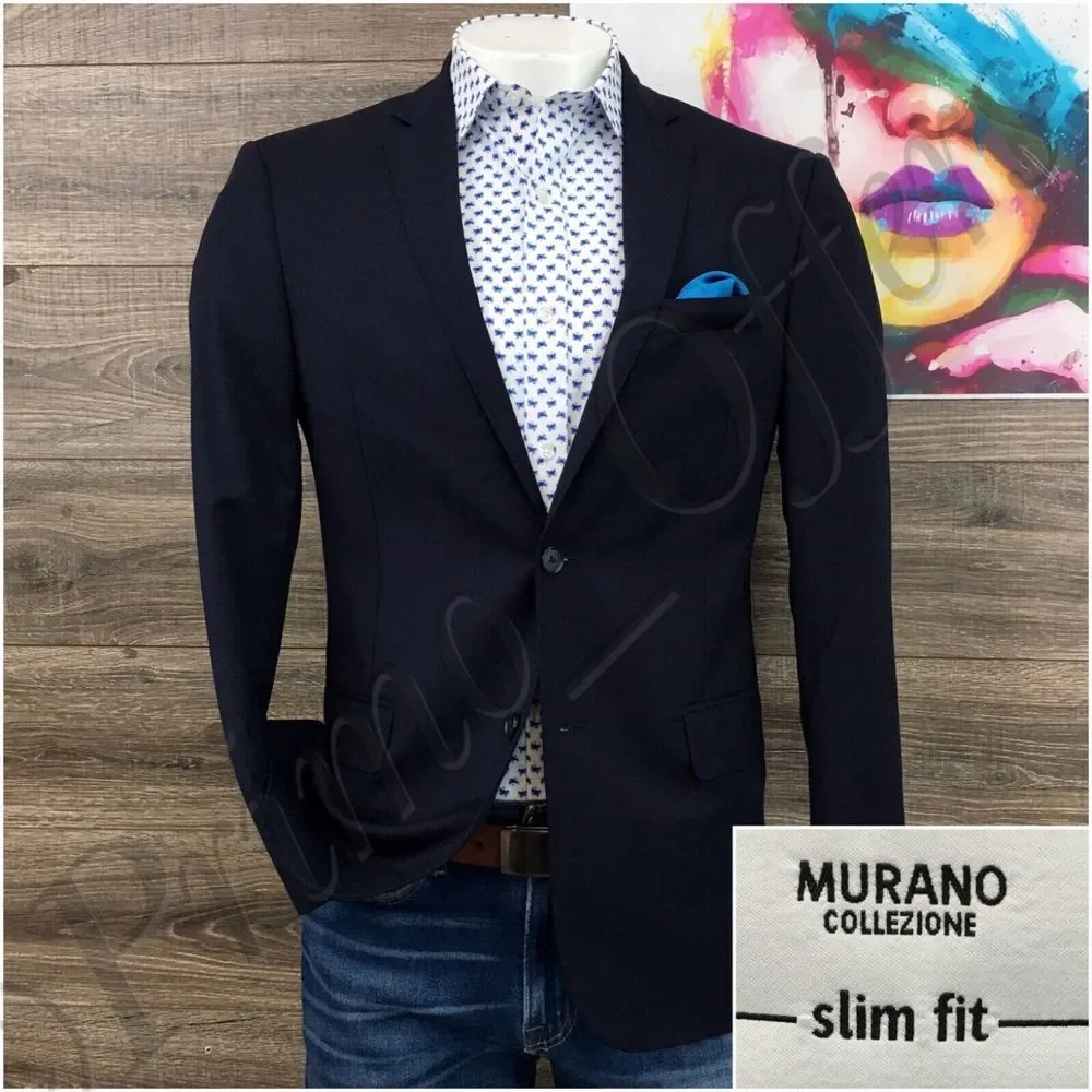Murano Mens‎ Blazer Sport Coat Two Button Casual Jacket Size 42R Slim Wool Suit
